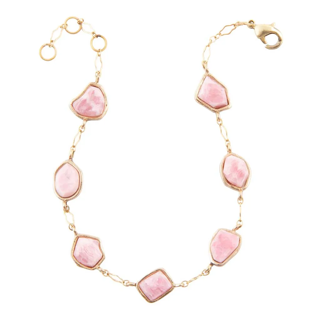 Pink Rhodonite and Golden Line Bracelet sold by Barse