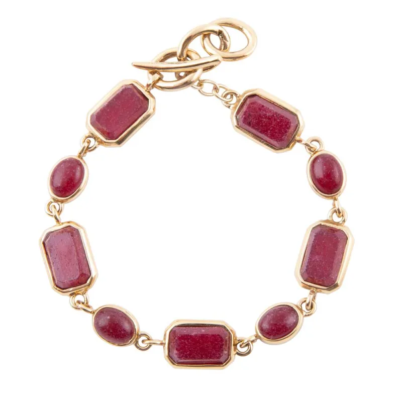 Delicately Red Onyx and Golden Toggle Bracelet sold by Barse