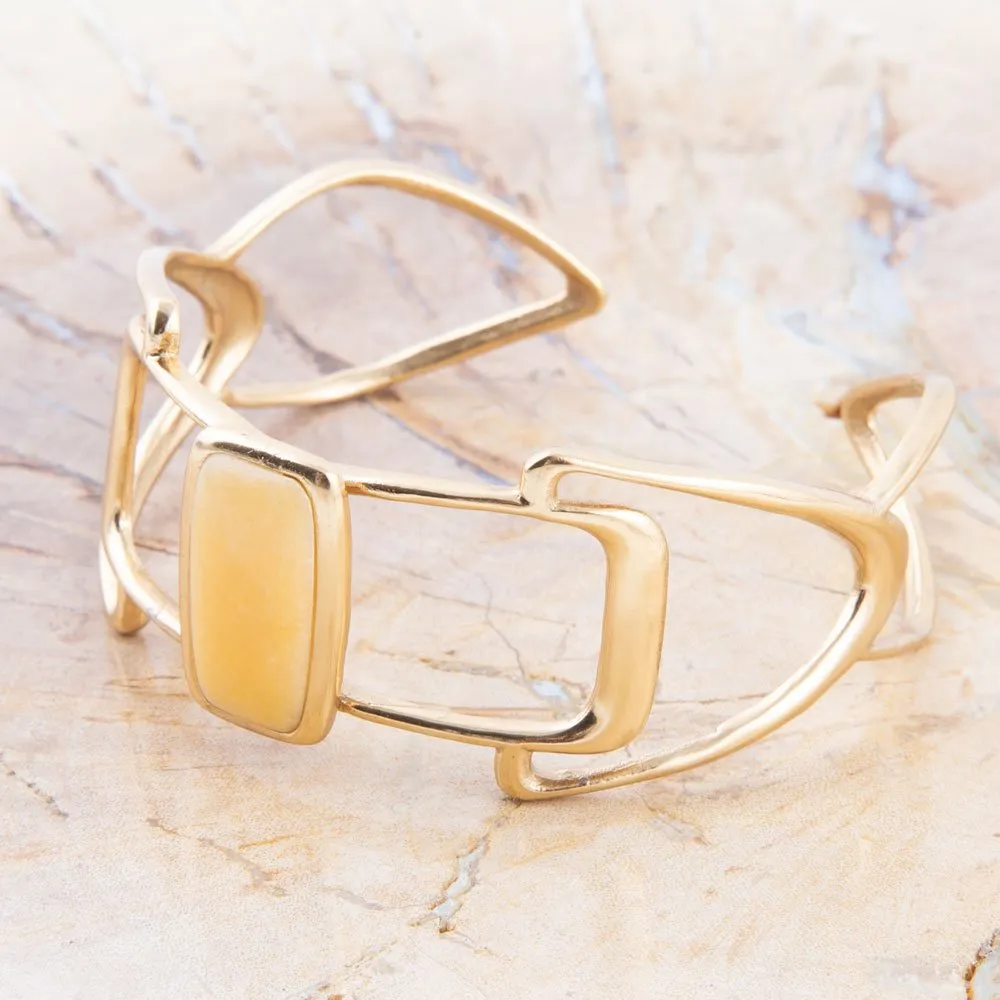 Luster Yellow Agate and Golden Cuff Bracelet sold by Barse product image thumbnail 2