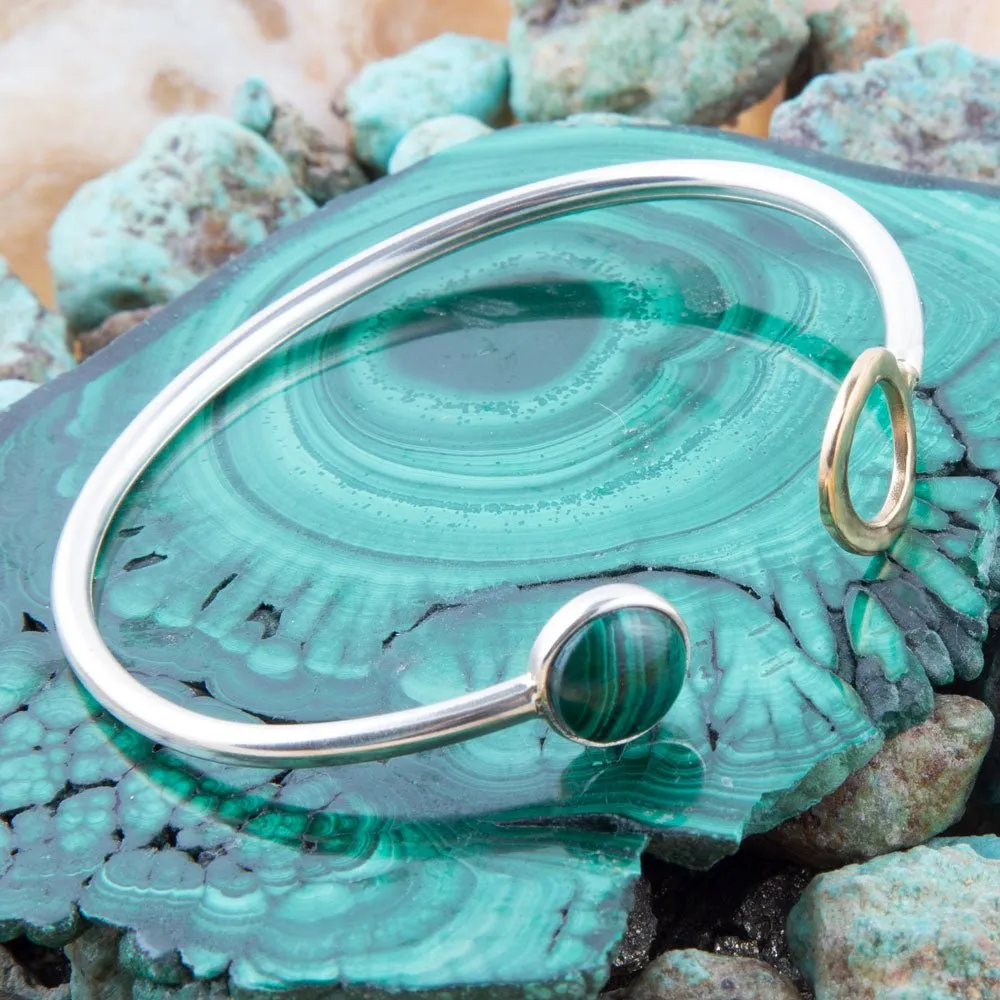 Circle Two Toned Green Malachite Cuff Bracelet sold by Barse product image thumbnail 2