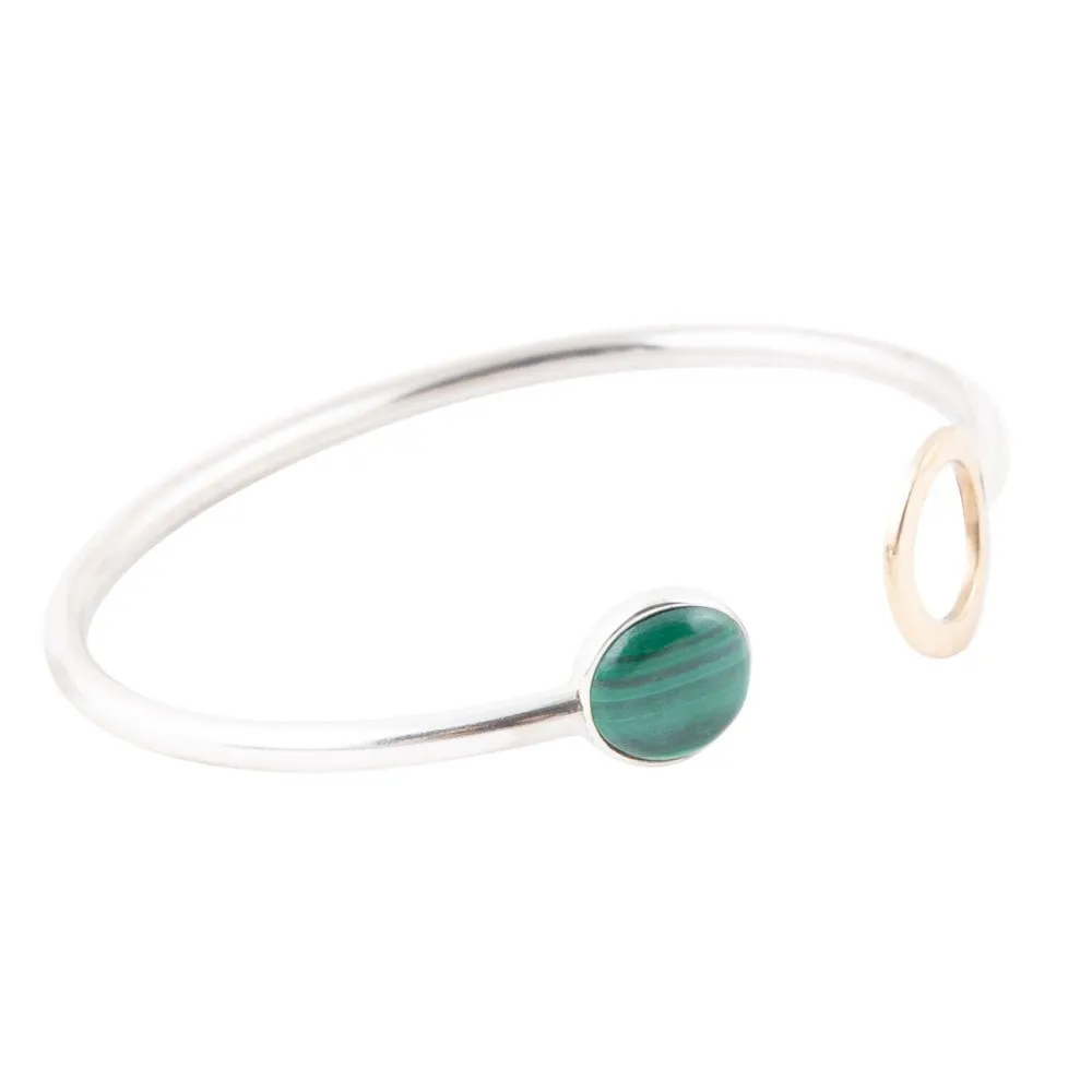 Circle Two Toned Green Malachite Cuff Bracelet sold by Barse