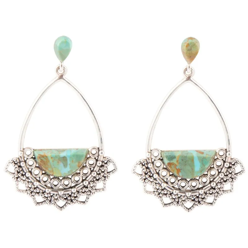 Sterling Silver Lace and Turquoise Earrings sold by Barse