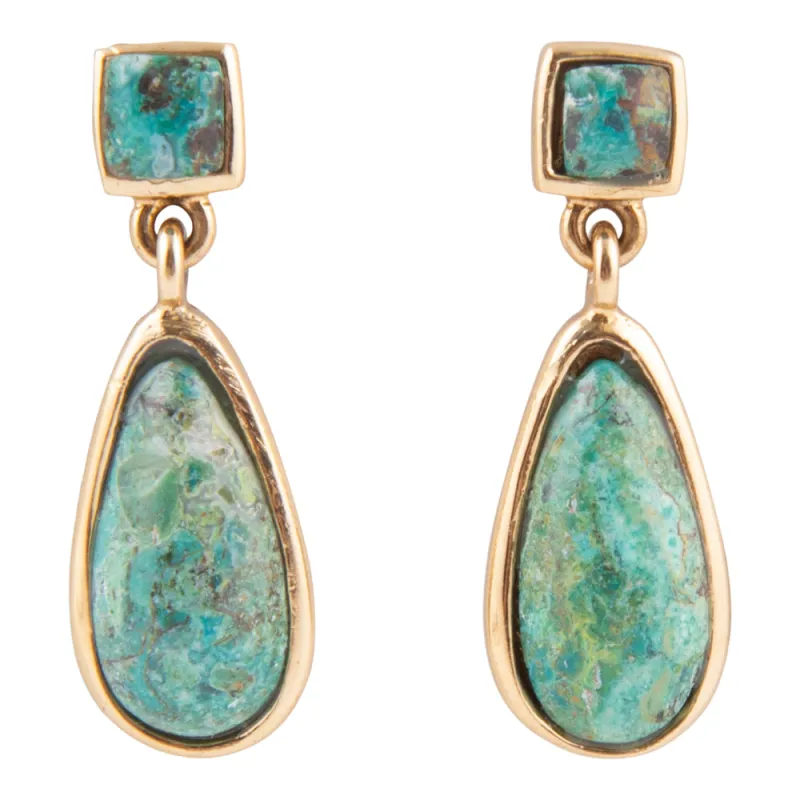 Smooth Teardrop Earring - Chrysocolla sold by Barse