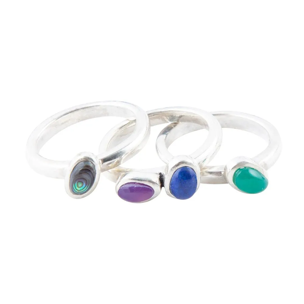 Peacock Colorful Multi-Stone and Sterling Silver Ring Set sold by Barse product image thumbnail 4