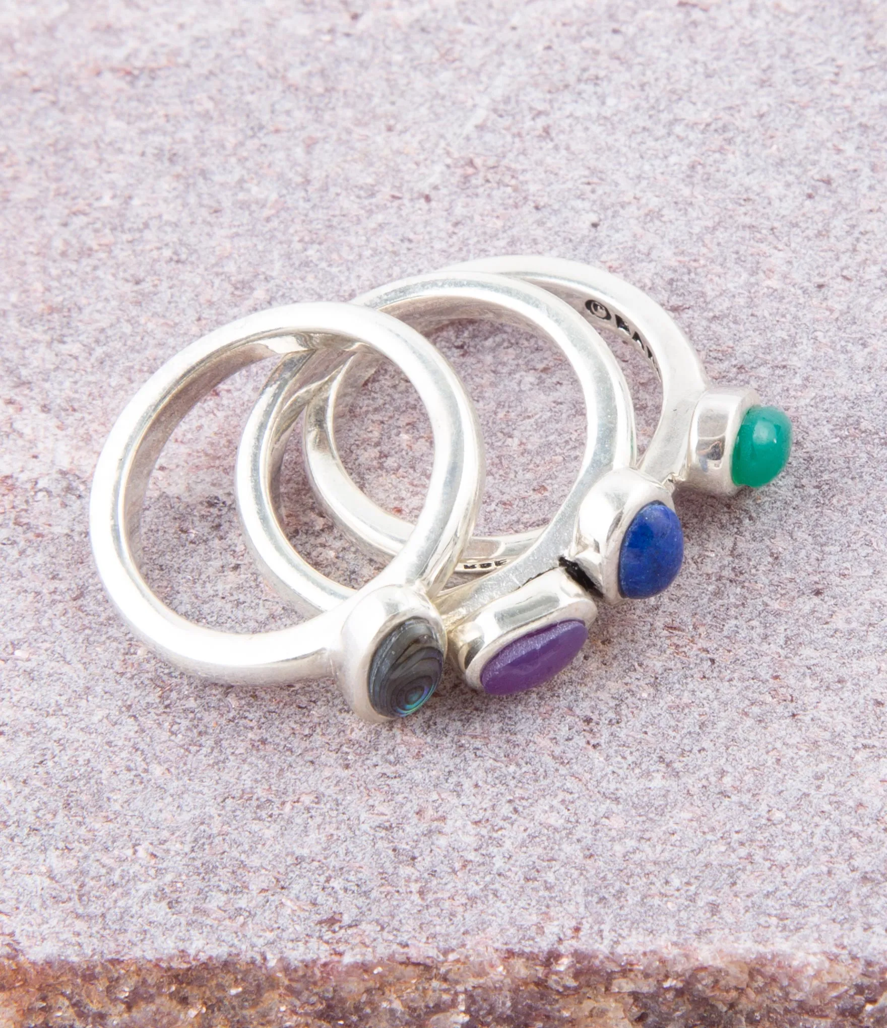 Peacock Colorful Multi-Stone and Sterling Silver Ring Set sold by Barse product image thumbnail 2
