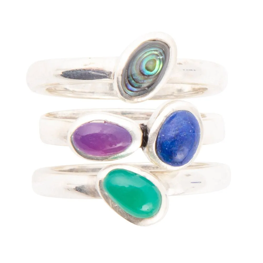 Peacock Colorful Multi-Stone and Sterling Silver Ring Set sold by Barse product image thumbnail 3