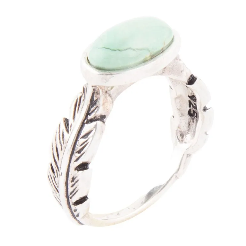 Feather Green Turquoise and Sterling Silver Ring sold by Barse