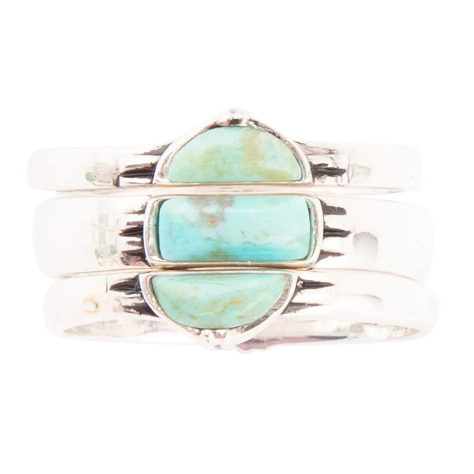 Triple Stack Shaped Turquoise and Sterling Silver Ring Set sold by Barse product image thumbnail 4