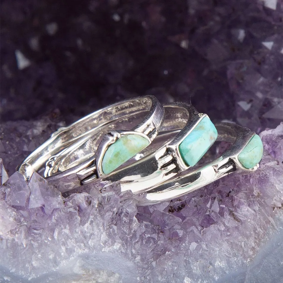 Triple Stack Shaped Turquoise and Sterling Silver Ring Set sold by Barse product image thumbnail 2