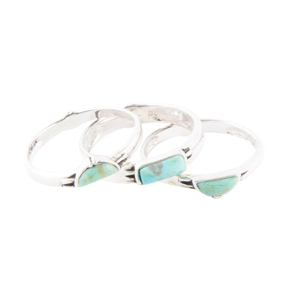 Triple Stack Shaped Turquoise and Sterling Silver Ring Set sold by Barse product image thumbnail 3