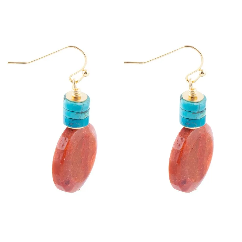 Longhorn Coral and Turquoise Drop Earrings sold by Barse product image thumbnail 3