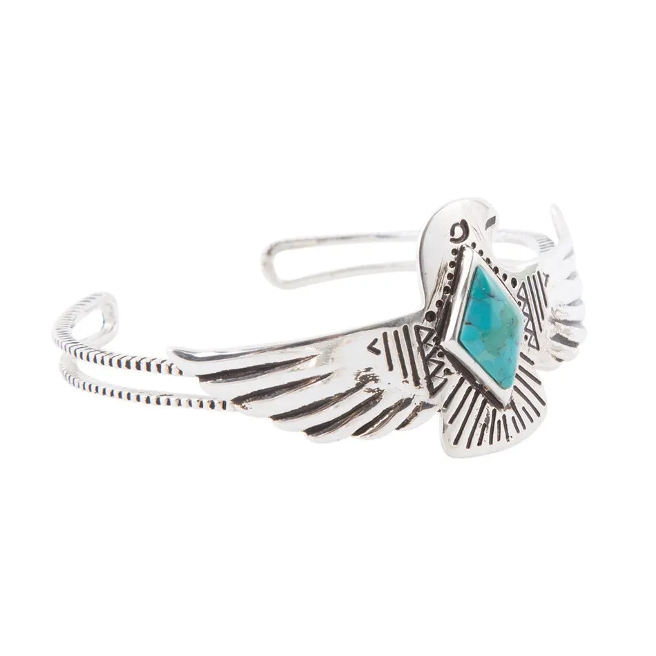 Blue Turquoise and Sterling Silver Phoenix Cuff Bracelet sold by Barse