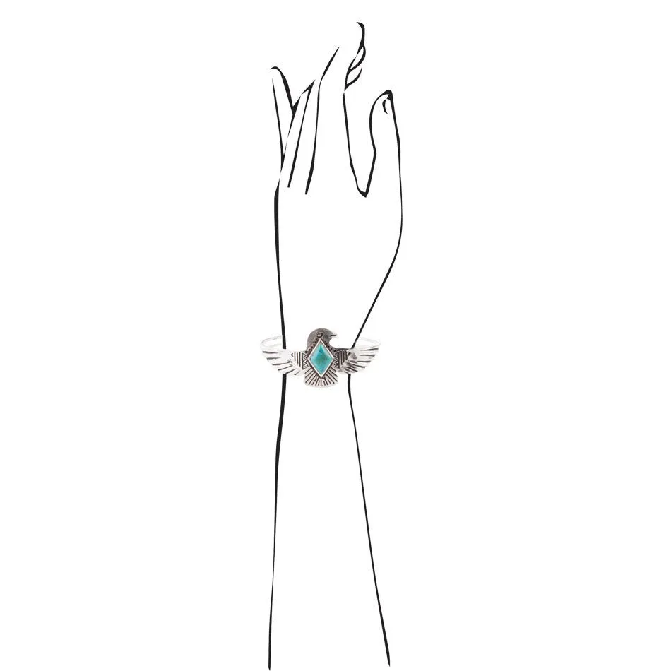 Blue Turquoise and Sterling Silver Phoenix Cuff Bracelet sold by Barse product image thumbnail 2