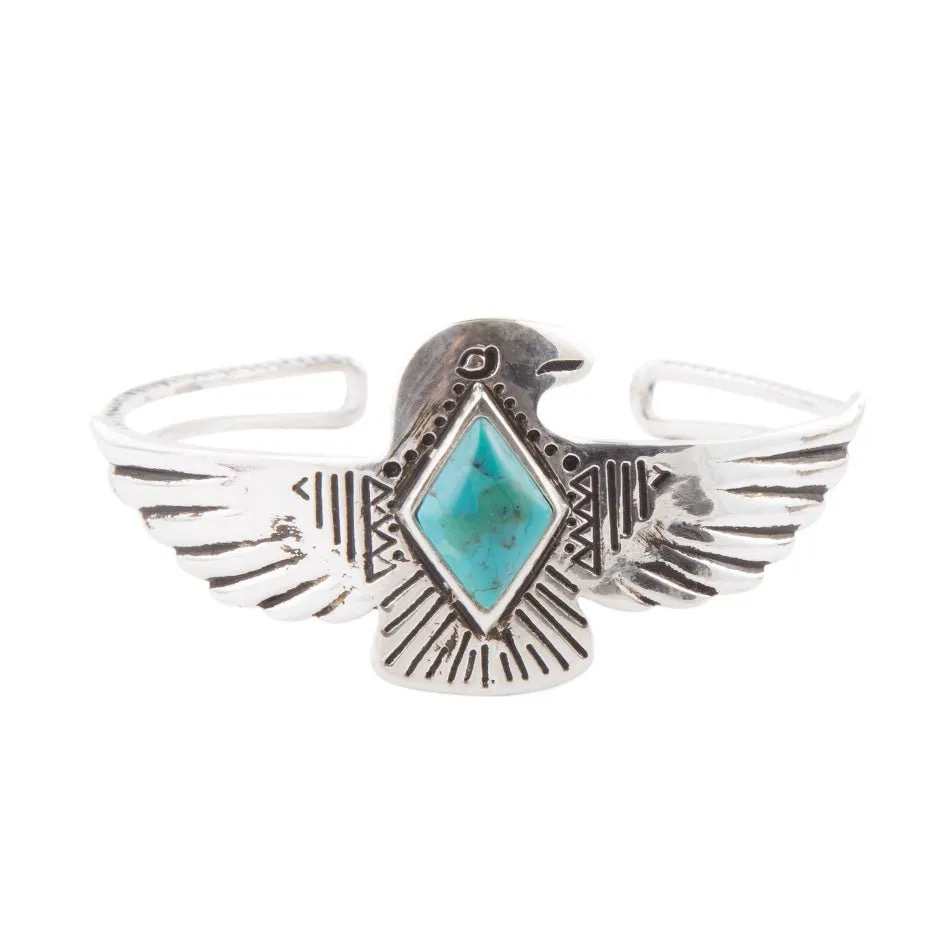Blue Turquoise and Sterling Silver Phoenix Cuff Bracelet sold by Barse product image thumbnail 3