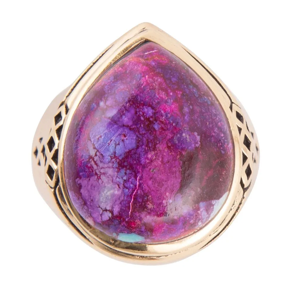Purple Turquoise Golden Teardrop Ring sold by Barse product image thumbnail 3