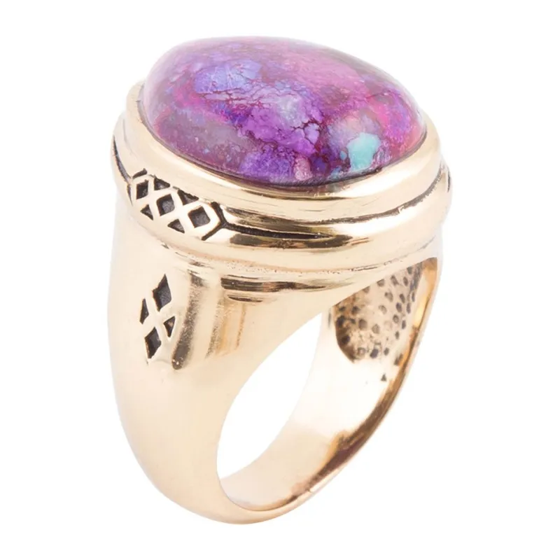 Purple Turquoise Golden Teardrop Ring sold by Barse
