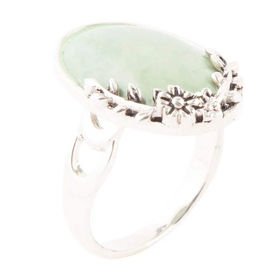 Floral Green Turquoise and Sterling Silver Ring sold by Barse