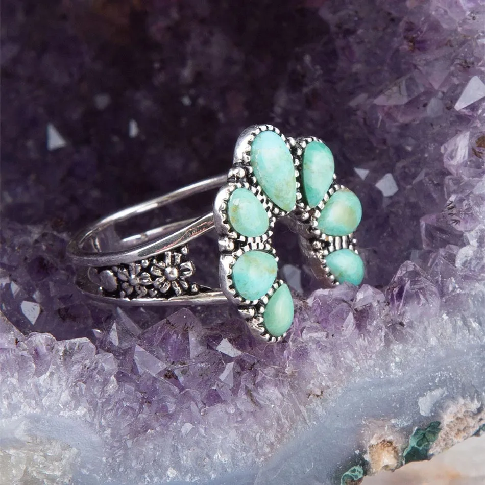 Floral Blue Turquoise and Sterling Silver Ring sold by Barse product image thumbnail 3