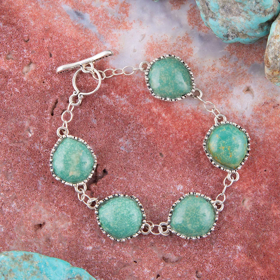 Intricate Green Turquoise and Sterling Silver Toggle Bracelet sold by Barse product image thumbnail 2