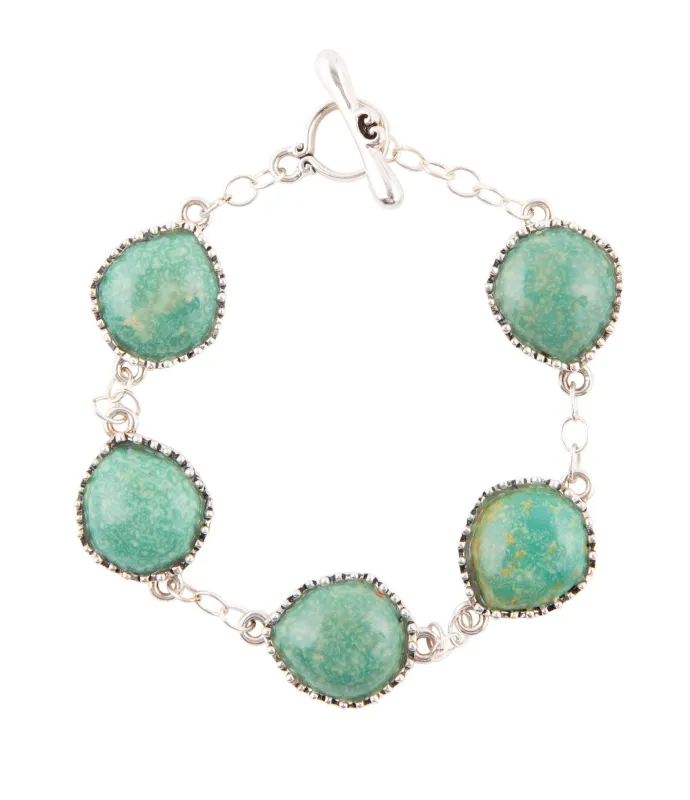 Intricate Green Turquoise and Sterling Silver Toggle Bracelet sold by Barse
