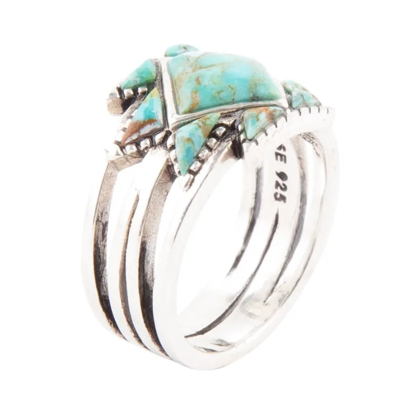 Sharp Blue Turquoise and Sterling Silver Ring sold by Barse