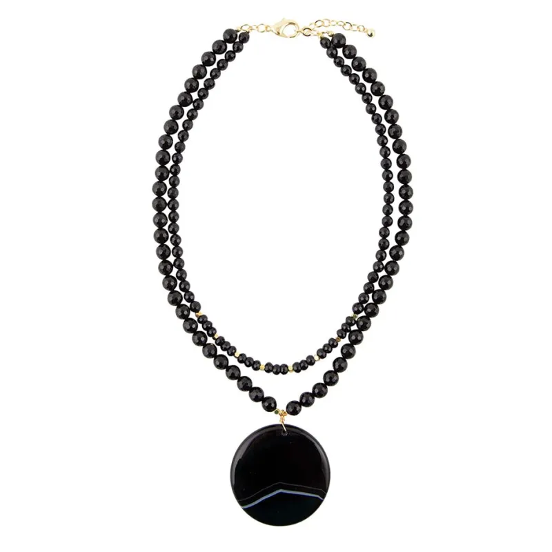 Xavier Black Onyx Pendant Necklace sold by Barse