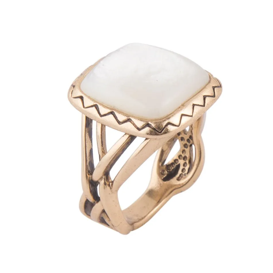 Wave of White Mother of Pearl Golden Ring sold by Barse