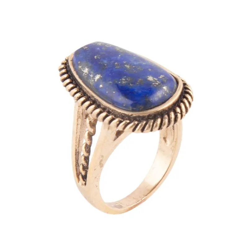 Roped Blue Lapis and Golden Bronze Ring sold by Barse