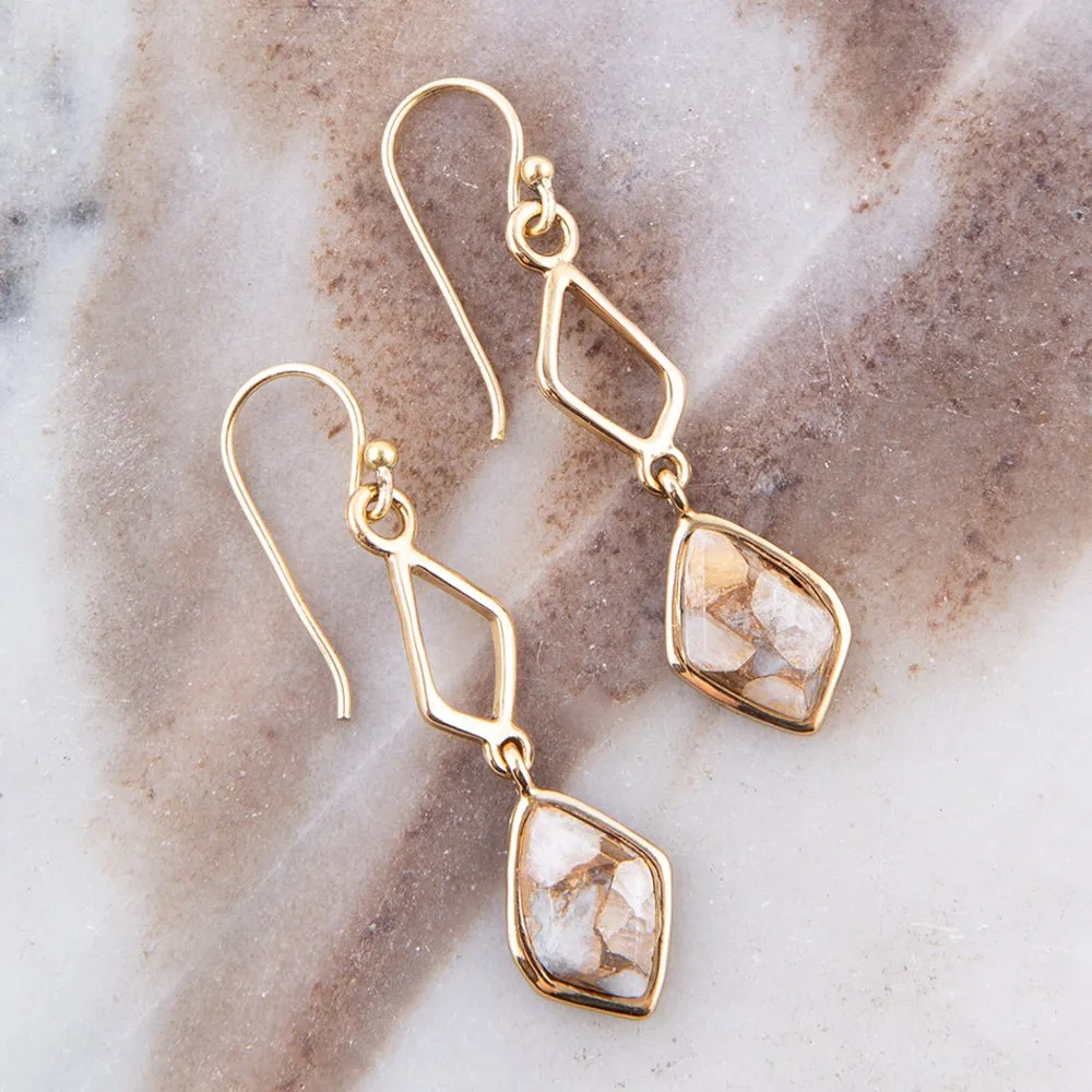 White Calcite Matrix and Bronze Drop Earrings sold by Barse product image thumbnail 2