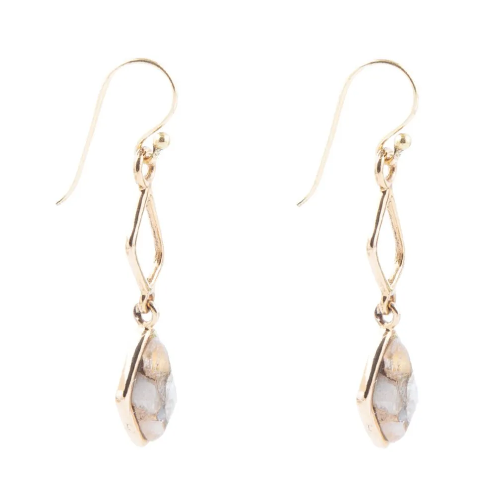 White Calcite Matrix and Bronze Drop Earrings sold by Barse product image thumbnail 3