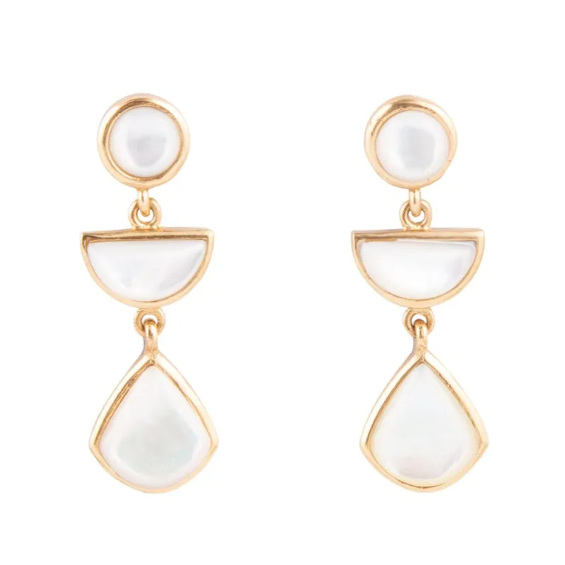 Shaped in White Mother of Pearl Golden Post Earrings sold by Barse
