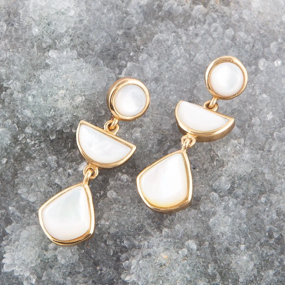 Shaped in White Mother of Pearl Golden Post Earrings sold by Barse product image thumbnail 2