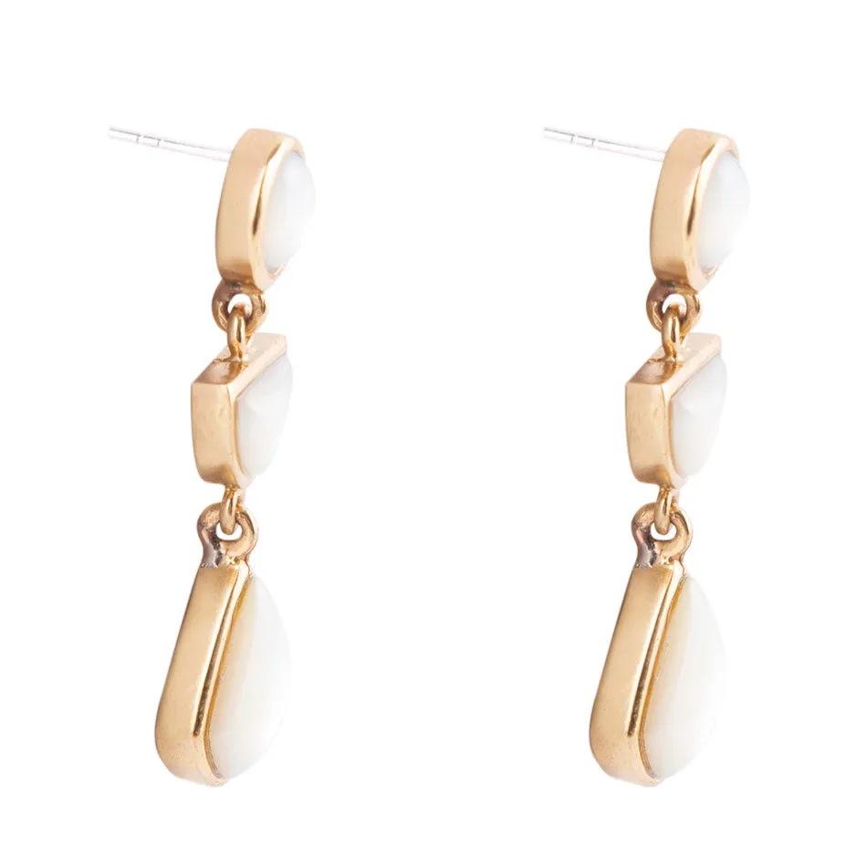 Shaped in White Mother of Pearl Golden Post Earrings sold by Barse product image thumbnail 3