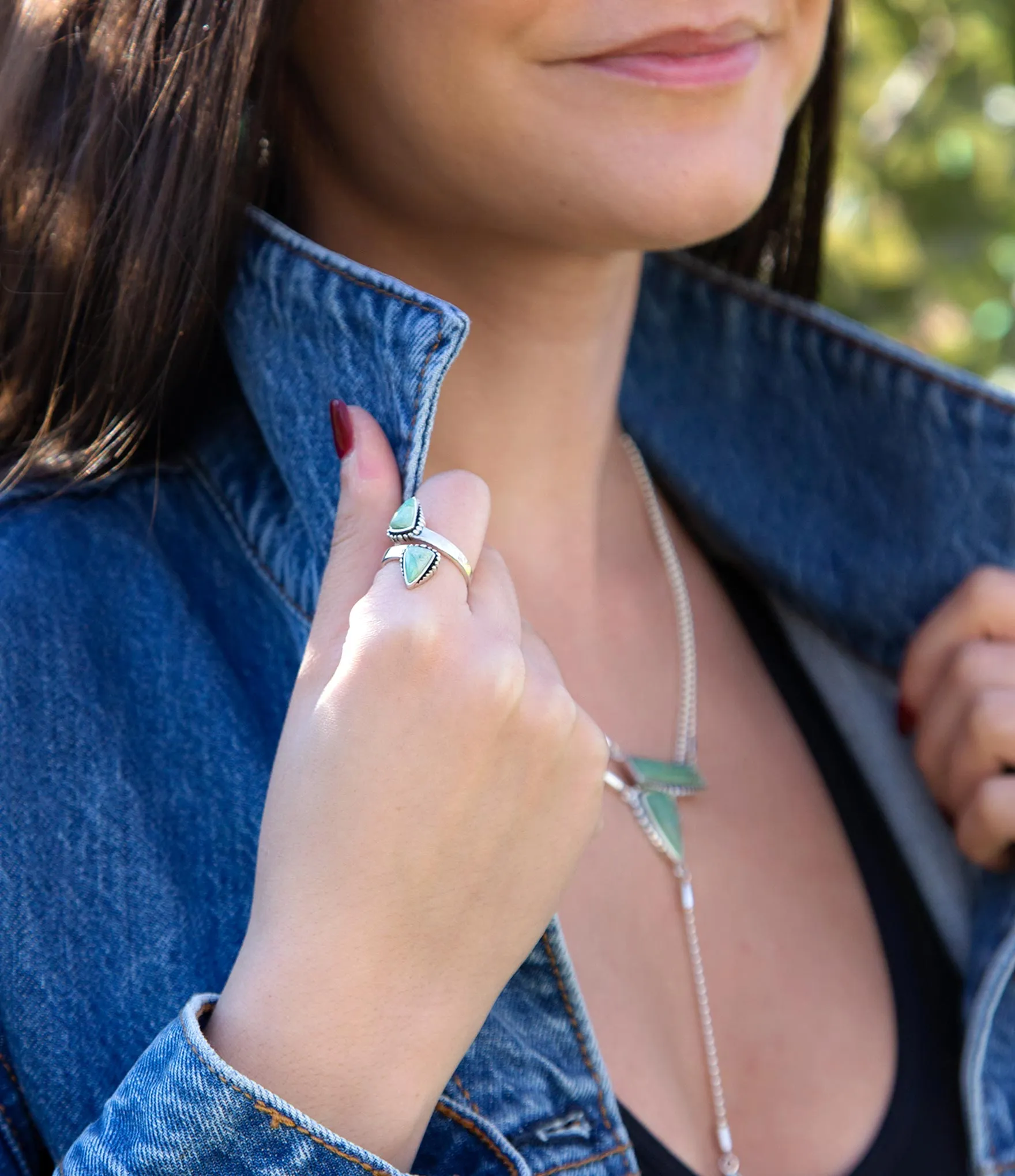 Begondor Green Turquoise and Sterling Silver Adjustable Ring sold by Barse product image thumbnail 2
