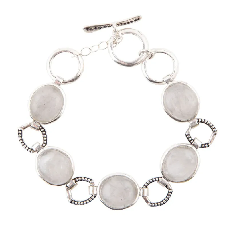 Splender Grey Quartz Sterling Link Bracelet sold by Barse