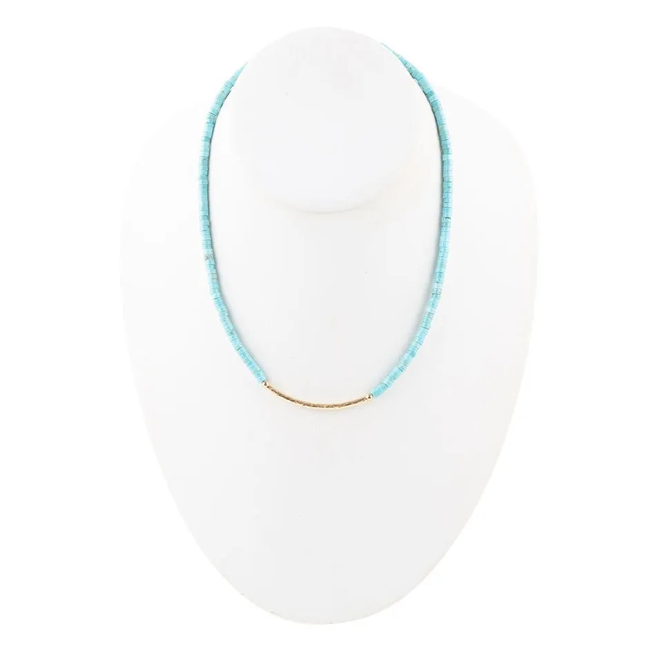 Little Bit Turquoise Golden Bar Necklace sold by Barse product image thumbnail 3