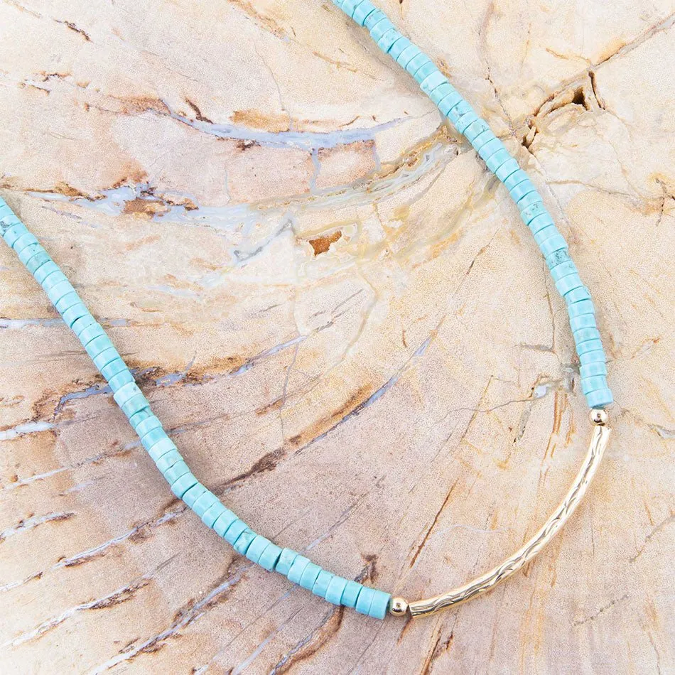 Little Bit Turquoise Golden Bar Necklace sold by Barse product image thumbnail 2