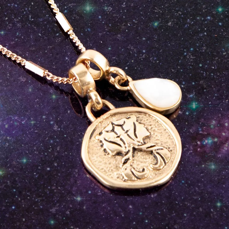 Gemini - Zodiac White Mother of Pearl Golden Charm Necklace sold by Barse product image thumbnail 2