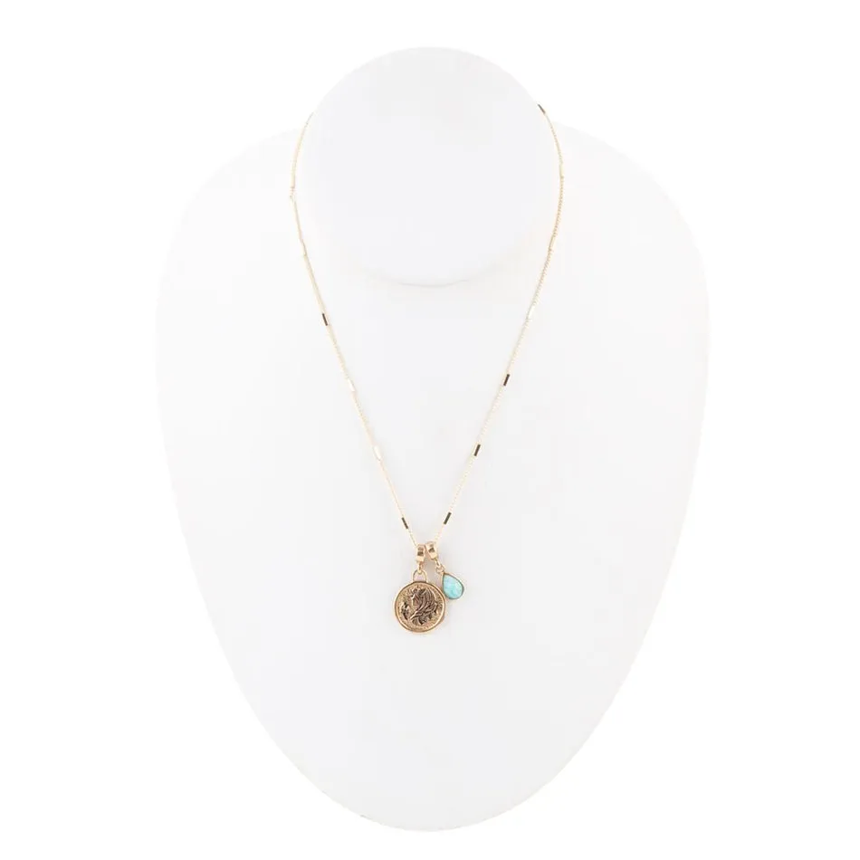 Virgo - Zodiac Blue Amazonite Golden Charm Necklace sold by Barse product image thumbnail 4
