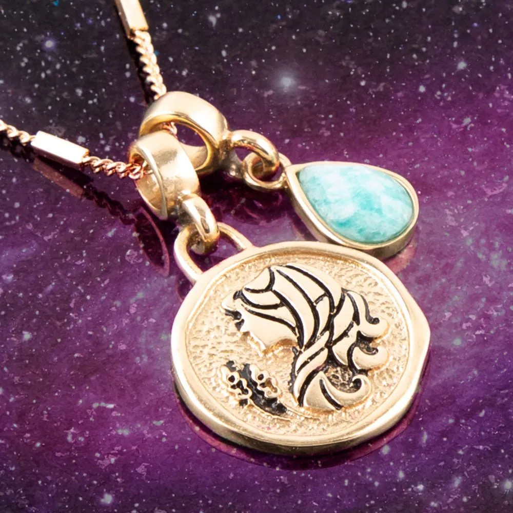 Virgo - Zodiac Blue Amazonite Golden Charm Necklace sold by Barse product image thumbnail 2