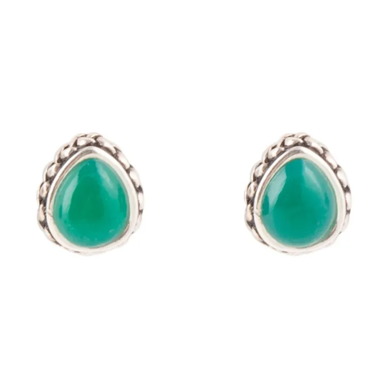 Green Onyx Teardrop Post Earrings sold by Barse