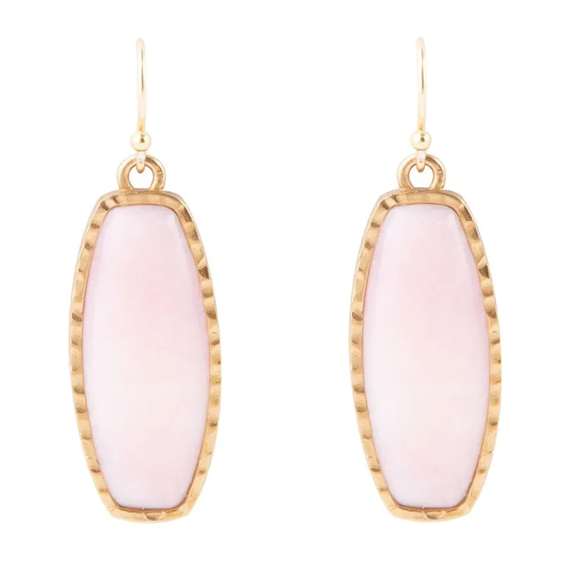 Odyssey Long Pink Opal and Bronze Earrings sold by Barse