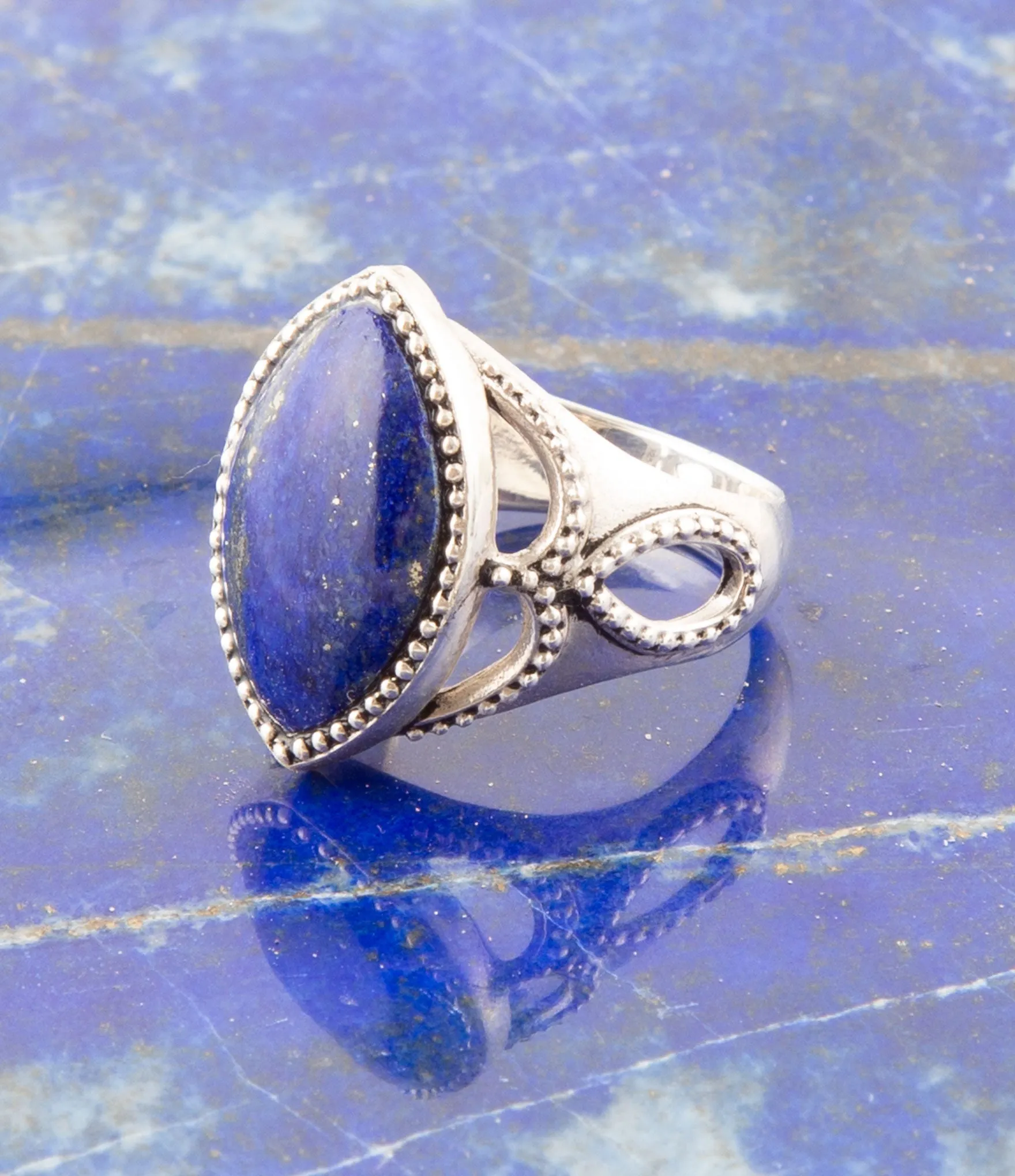 Blue Lapis and Sterling Silver Marquis Ring sold by Barse product image thumbnail 4