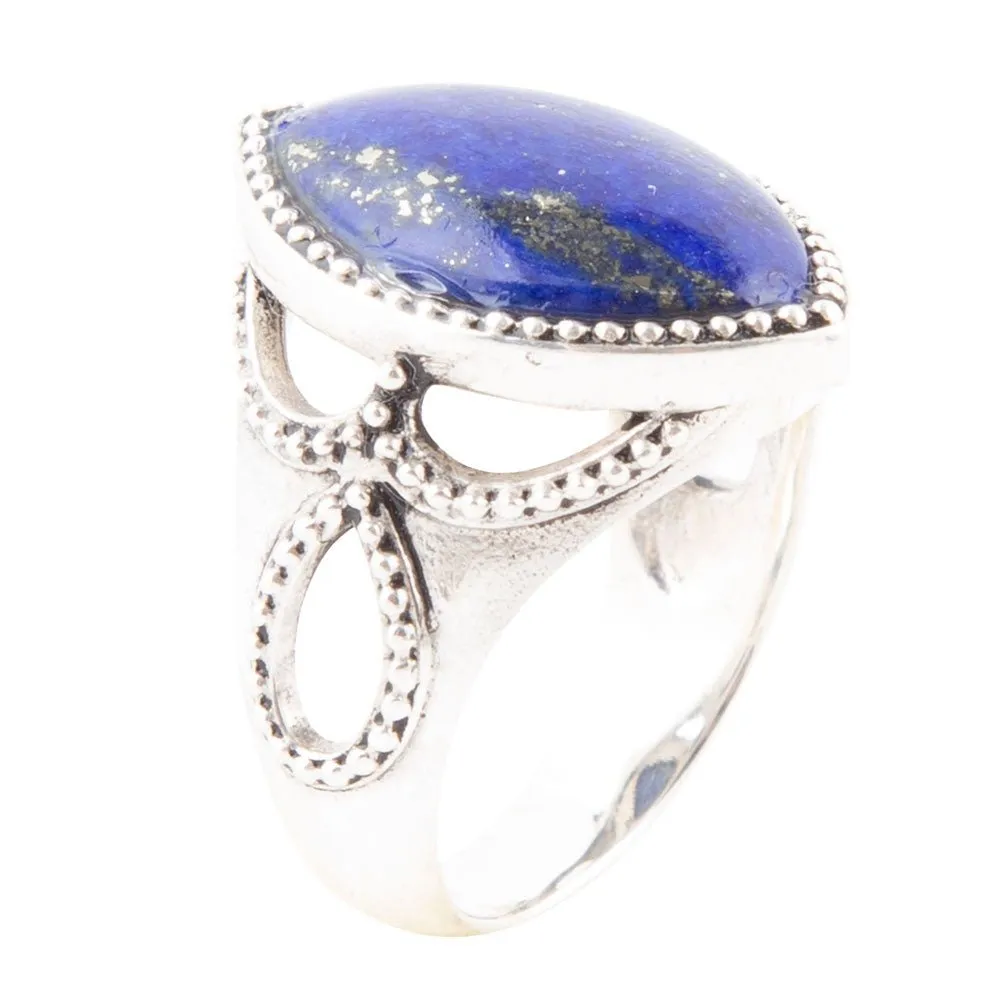 Blue Lapis and Sterling Silver Marquis Ring sold by Barse