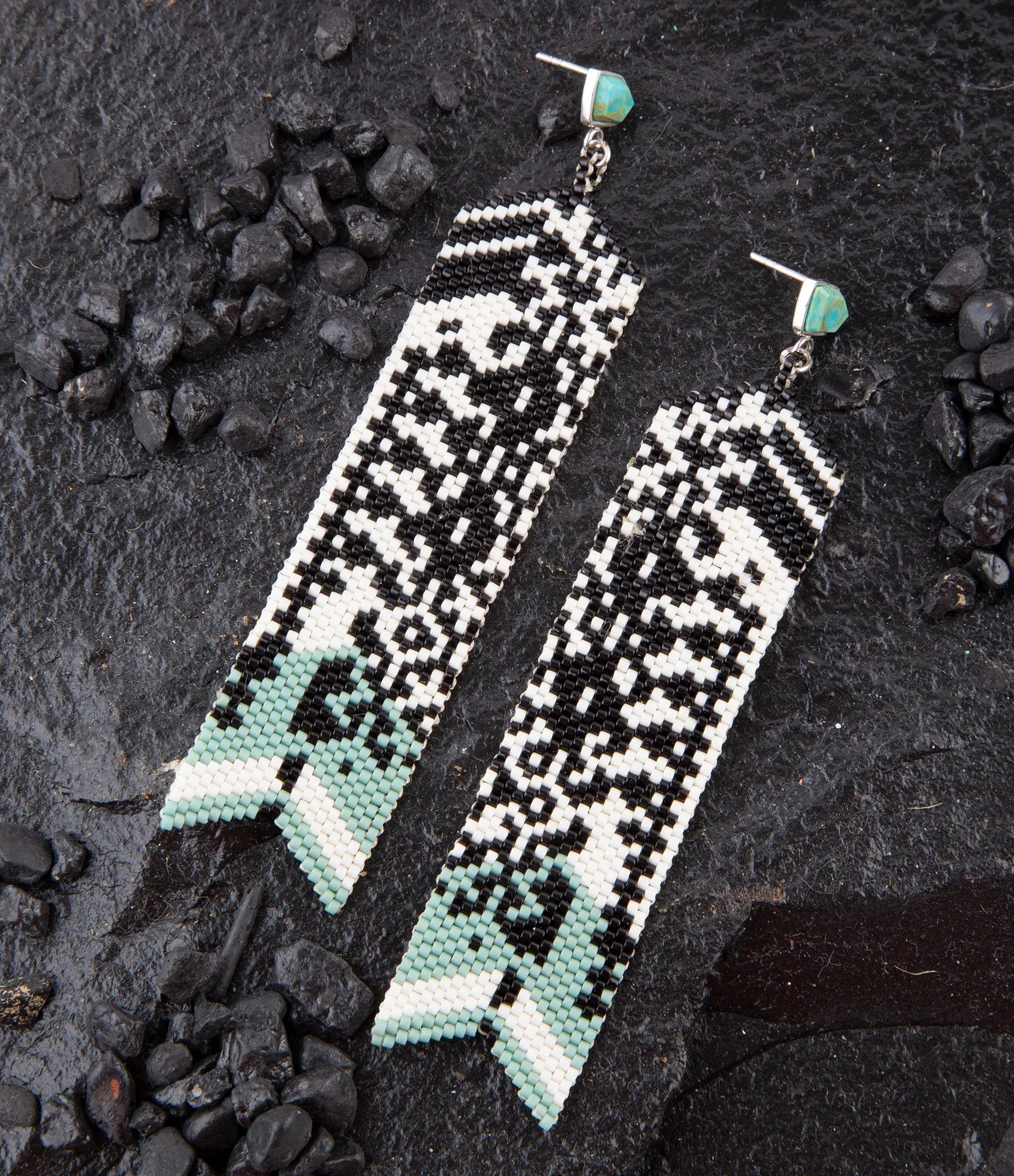 Turquoise Long Woven Seed Bead Earrings sold by Barse product image thumbnail 3