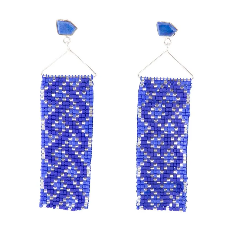 Lapis Woven Seed Bead Earrings sold by Barse