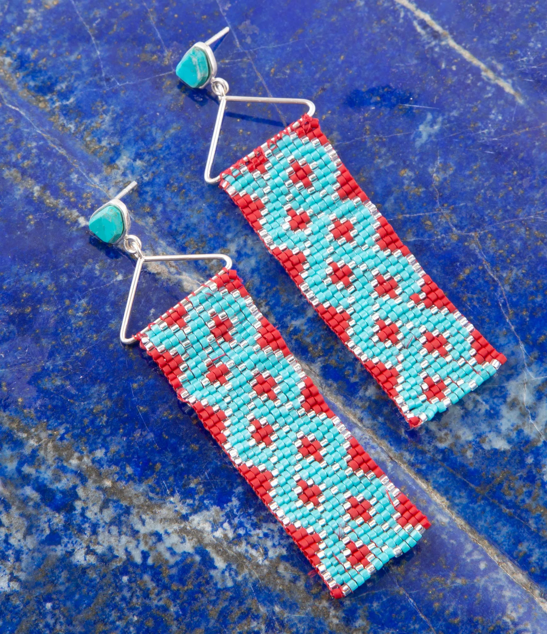 Turquoise Woven Seed Bead Earrings sold by Barse product image thumbnail 2
