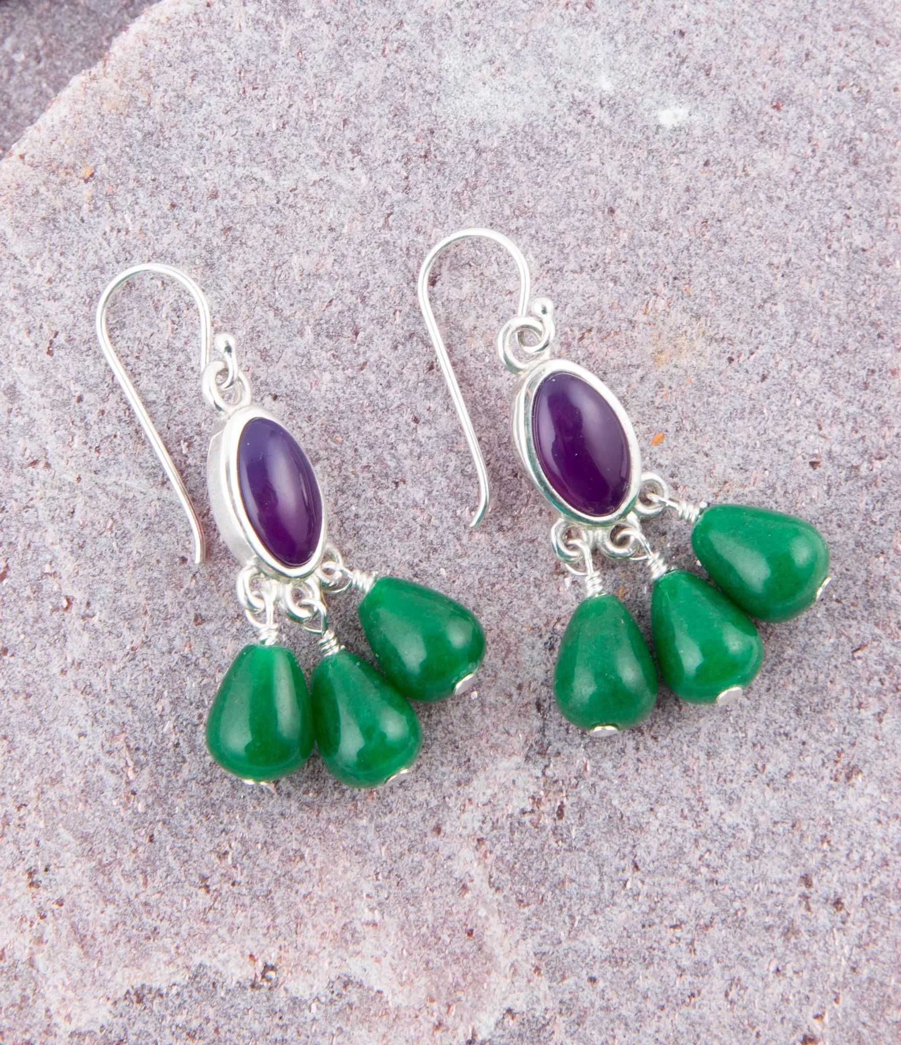 Peacock Purple Agate Drop Earrings sold by Barse product image thumbnail 2