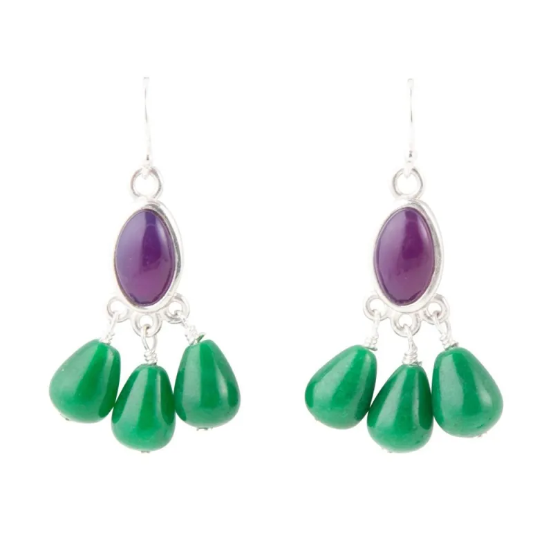 Peacock Purple Agate Drop Earrings sold by Barse