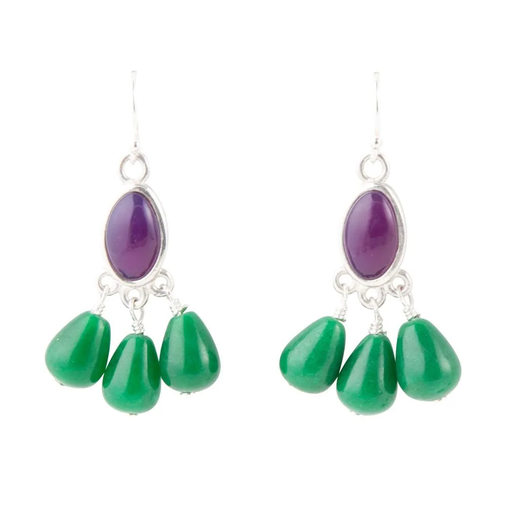 Peacock Purple Agate Drop Earrings sold by Barse
